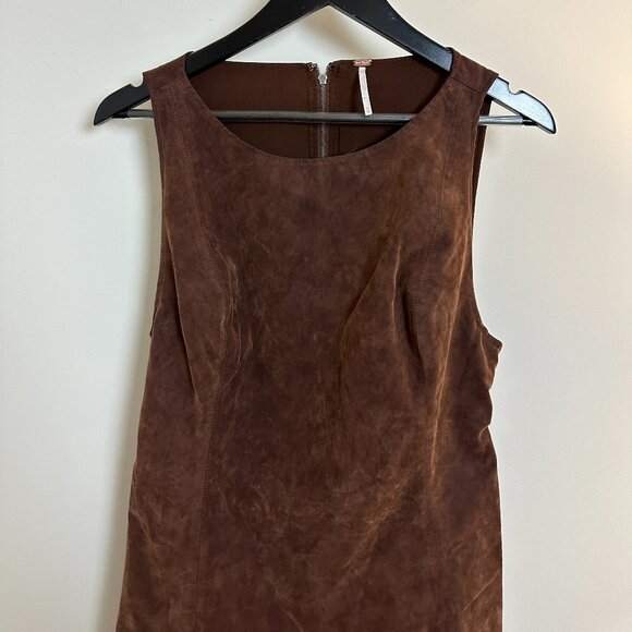 FREE PEOPLE Atlas Cutout Faux Suede Minidress in Chicory Coffee Size Medium - Picture 6 of 14